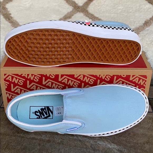 VANS CLASSIC SLIP-ON CHECK FOXING COOL BLUE men’s - Picture 4 of 16
